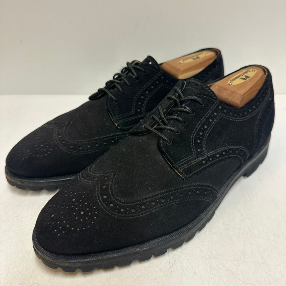 EXCELLENT Rancourt & Co x Cole Haan Black Suede Wingtip Vibram Made in USA 8.5 D